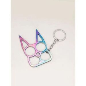Cat-Shaped Security Multifunctional Knuckle Multicolored Keychain